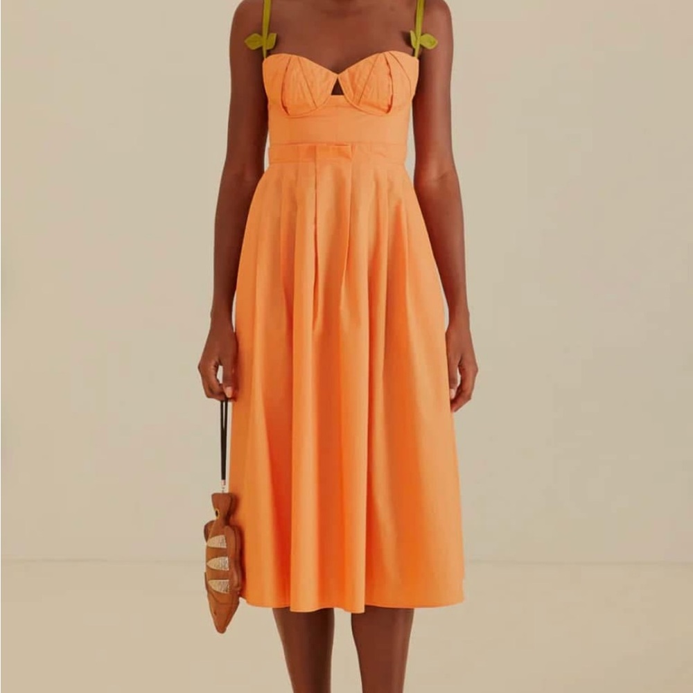 FARM Rio Vibrant Orange Midi Dress